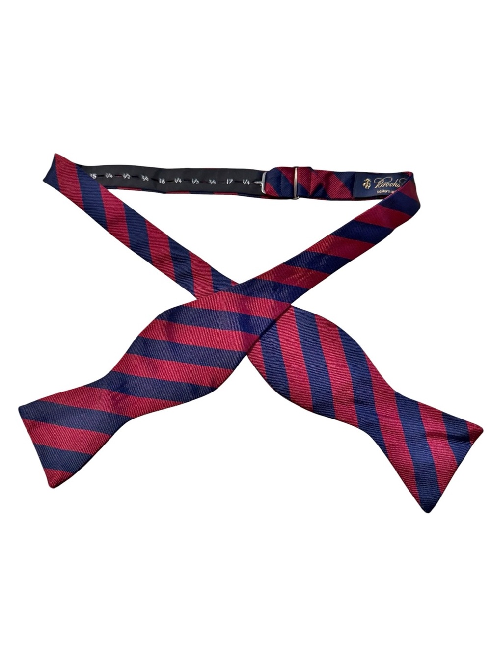 Brooks Brothers Makers Merchants Rep Stripe Bow Tie Navy Burgundy Silk
